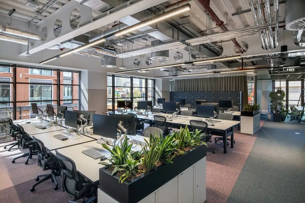 SonaSpray K-13 Special in white applied to ceilings throughout 20 Water Street offices. Tétris design x build & Jonathan Banks Photography.