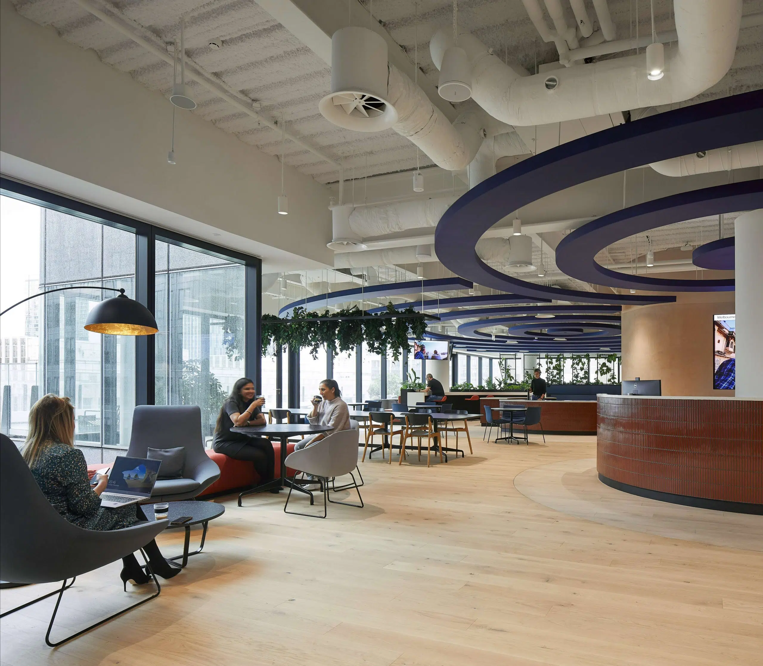 Modern office buidling for ANZ with SonaSpray K-13 acoustic ceiling spray (ph: by Hufton+Crow).